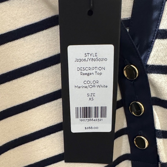 Veronica Beard Raegan Short Puff Sleeve Striped Top NWT - Picture 6 of 7